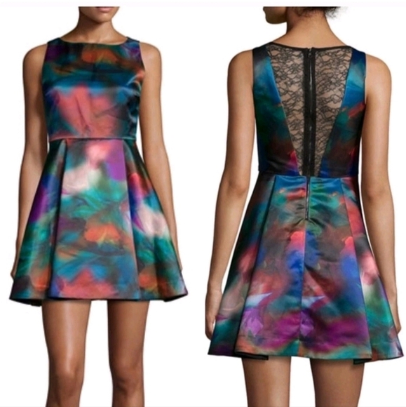 Alice + Olivia Belia A-Line Lace Back Mini Dress Size 6 - Picture 1 of 9